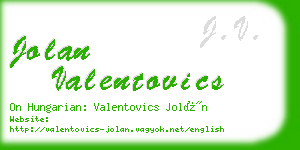 jolan valentovics business card